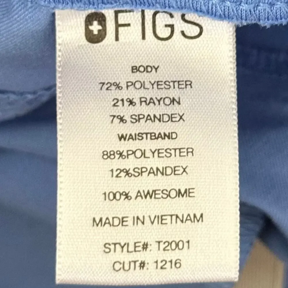 FIGS Axim Scrub Blue Straight Pants Mens Large Pockets Drawstring Uniform Nurse